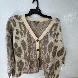 Terra & Sky Beige and Brown Leopard-Pattern V-Neck Cardigan